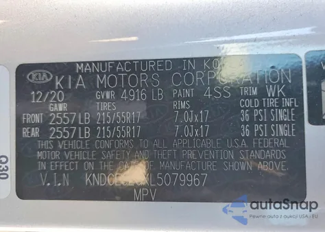 2020 Kia Niro Ex Premium из США, поврежденный, VIN KNDCE3LGXL5079967